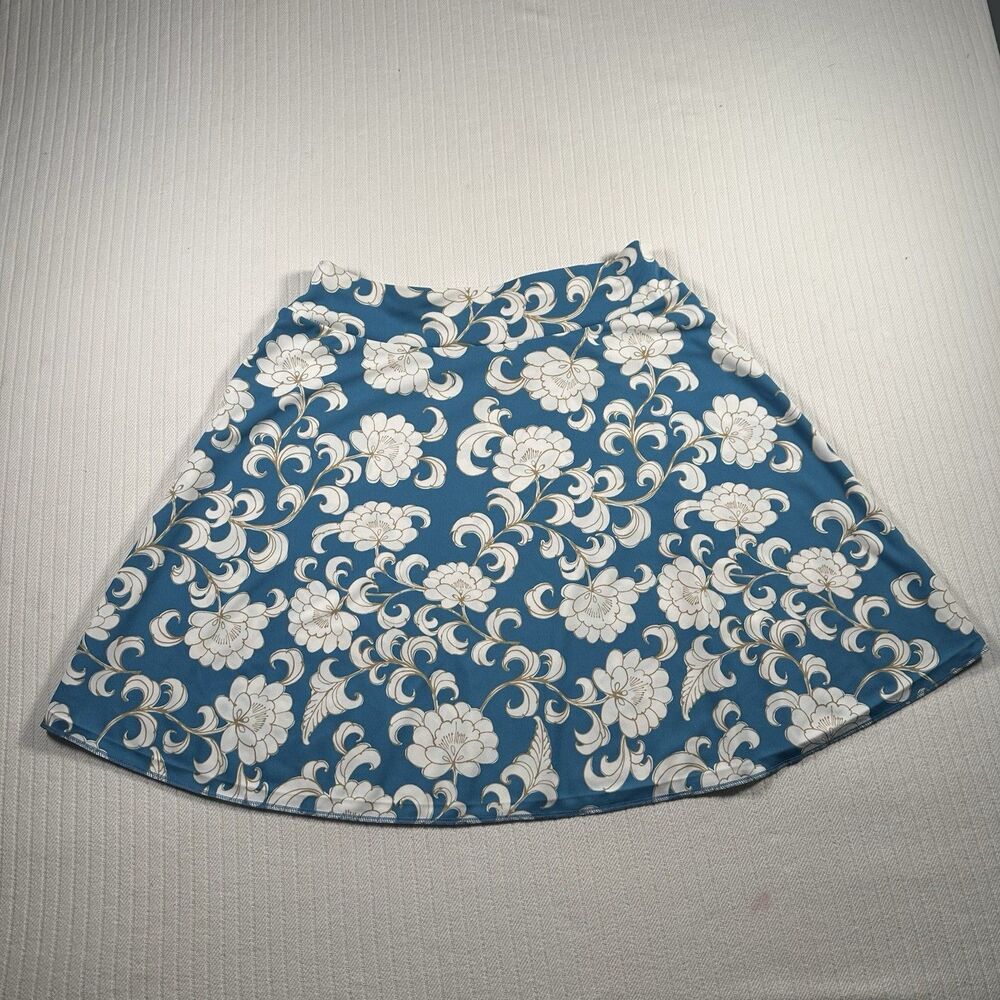 LOFT Women’s Medium Floral A-Line Skirt Blue White Paisley Flare